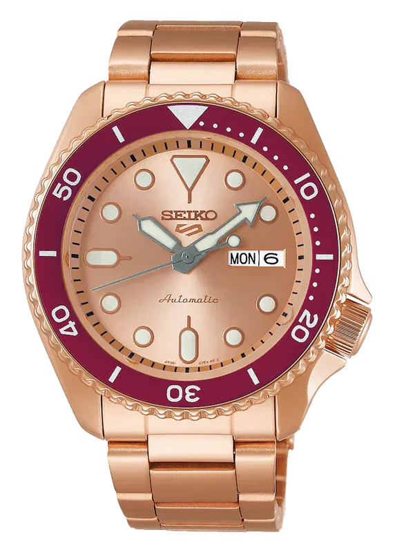 Buy Shop Seiko 5 Sports 55th Anniversary Limited Edition Rose Gold Dial Rose Gold Steel Strap Watch for Men - SRPK08K1 USA Online