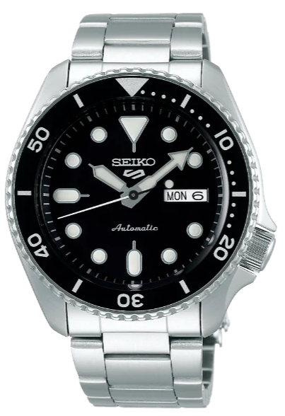 Buy Shop Seiko 5 Sports Automatic Day Date Black Dial Silver Steel Strap Watch for Men - SRPD55K1 USA Online