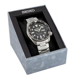 Seiko 5 Sports Automatic Day Date Black Dial Silver Steel Strap Watch for Men - SRPD55K1