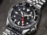 Buy Shop Seiko 5 Sports Automatic GMT Black Dial Silver Steel Strap Watch For Men - SSK001K1 USA Online