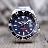 Buy Shop Seiko 5 Sports Automatic GMT Black Dial Silver Steel Strap Watch For Men - SSK001K1 USA Online