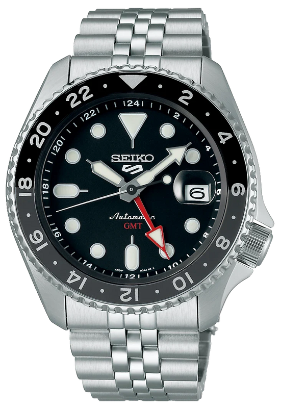 Buy Shop Seiko 5 Sports Automatic GMT Black Dial Silver Steel Strap Watch For Men - SSK001K1 USA Online