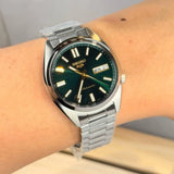Buy Shop Seiko 5 Sports Automatic Green Dial Silver Steel Strap Watch for Men - SRPL57K1 USA Online