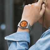 Buy Shop Seiko 5 Sports Automatic Orange Dial Silver Steel Strap Watch For Men - SRPD59K1 USA Online