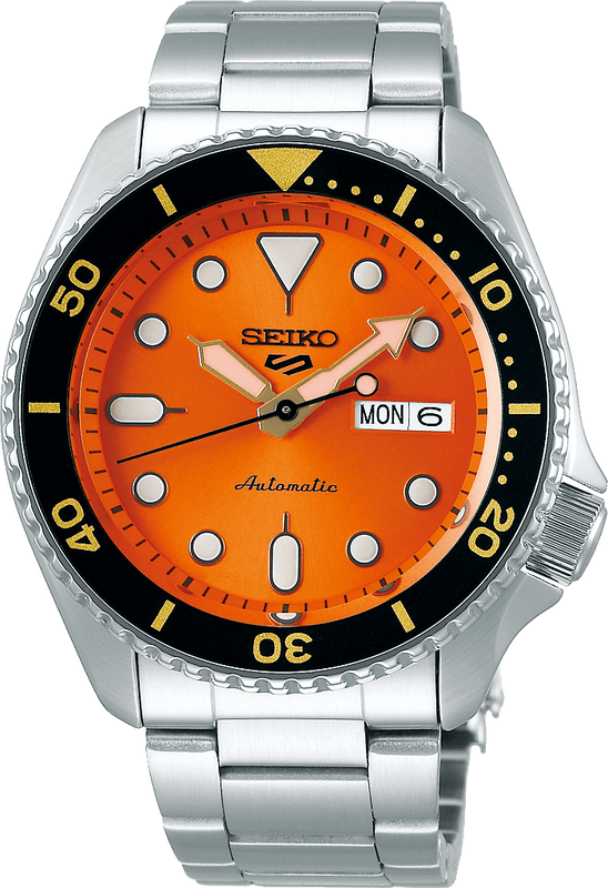 Buy Shop Seiko 5 Sports Automatic Orange Dial Silver Steel Strap Watch For Men - SRPD59K1 USA Online