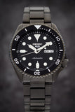 Seiko 5 Sports Automatic Black Dial Black Steel Strap Watch For Men - SRPD65K1