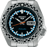 Buy Shop Seiko 5 Sports Checker Flag Special Edition Black Dial Silver Steel Strap Watch For Men - SRPK67K1 USA Online