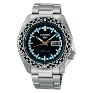 Buy Shop Seiko 5 Sports Checker Flag Special Edition Black Dial Silver Steel Strap Watch For Men - SRPK67K1 USA Online