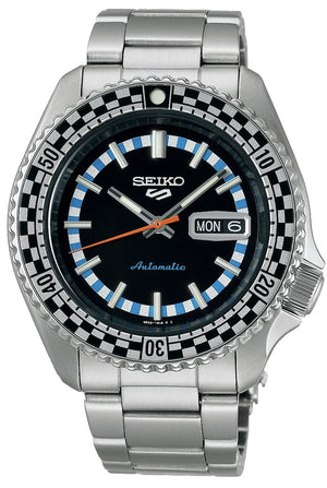 Buy Shop Seiko 5 Sports Checker Flag Special Edition Black Dial Silver Steel Strap Watch For Men - SRPK67K1 USA Online