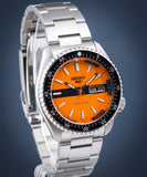 Buy Shop Seiko 5 Sports Double Hurricane Retro Orange Dial Silver Steel Strap Watch For Men - SRPK11K1 USA Online