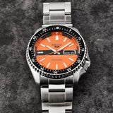Buy Shop Seiko 5 Sports Double Hurricane Retro Orange Dial Silver Steel Strap Watch For Men - SRPK11K1 USA Online
