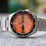 Buy Shop Seiko 5 Sports Double Hurricane Retro Orange Dial Silver Steel Strap Watch For Men - SRPK11K1 USA Online