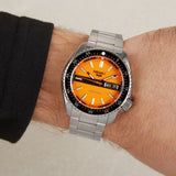 Buy Shop Seiko 5 Sports Double Hurricane Retro Orange Dial Silver Steel Strap Watch For Men - SRPK11K1 USA Online