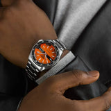 Buy Shop Seiko 5 Sports Double Hurricane Retro Orange Dial Silver Steel Strap Watch For Men - SRPK11K1 USA Online