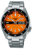 Buy Shop Seiko 5 Sports Double Hurricane Retro Orange Dial Silver Steel Strap Watch For Men - SRPK11K1 USA Online