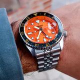 Buy Shop Seiko 5 Sports GMT Automatic Orange Dial Silver Steel Strap Watch For Men - SSK005K1 USA Online