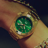 Buy Shop Seiko 5 Sports HUF Limited Edition Green Dial Gold Steel Strap Watch For Men - SRPJ20 USA Online