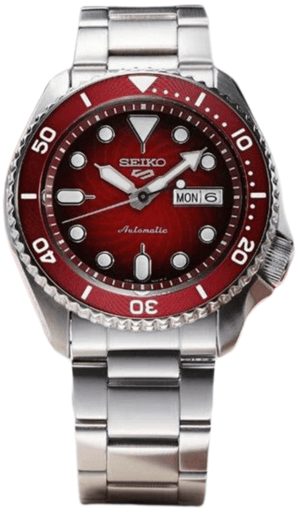 Buy Shop Seiko 5 Sports Mechanical Limited Edition Red Dial Silver Steel Strap Watch For Men - SRPK63K1 USA Online