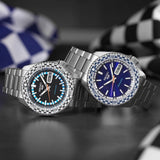 Buy Shop Seiko 5 Sports Petrol Blue Checker Flag Special Edition Blue Dial Silver Steel Strap Watch For Men - SRPK65K1 USA Online