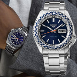 Buy Shop Seiko 5 Sports Petrol Blue Checker Flag Special Edition Blue Dial Silver Steel Strap Watch For Men - SRPK65K1 USA Online