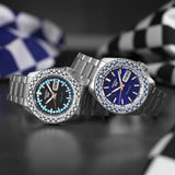 Buy Shop Seiko 5 Sports Petrol Blue Checker Flag Special Edition Blue Dial Silver Steel Strap Watch For Men - SRPK65K1 USA Online