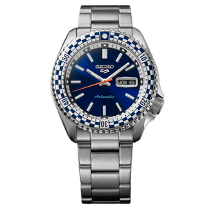 Buy Shop Seiko 5 Sports Petrol Blue Checker Flag Special Edition Blue Dial Silver Steel Strap Watch For Men - SRPK65K1 USA Online