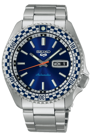 Buy Shop Seiko 5 Sports Petrol Blue Checker Flag Special Edition Blue Dial Silver Steel Strap Watch For Men - SRPK65K1 USA Online