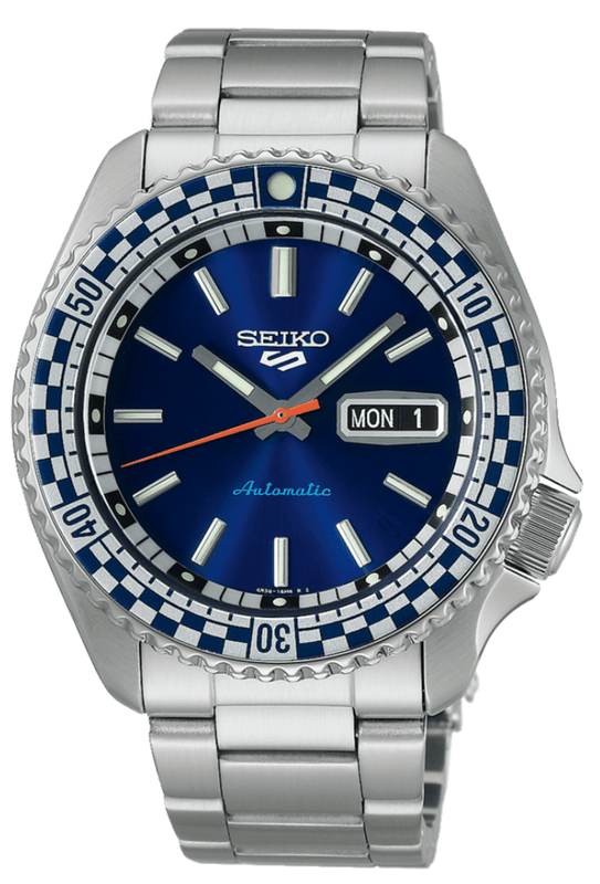 Buy Shop Seiko 5 Sports Petrol Blue Checker Flag Special Edition Blue Dial Silver Steel Strap Watch For Men - SRPK65K1 USA Online