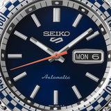 Seiko 5 Sports Petrol Blue Checker Flag Special Edition Blue Dial Silver Steel Strap Watch For Men - SRPK65K1