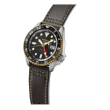 Buy Shop Seiko 5 Sports SKX GMT Automatic Mocha Black Dial Brown Leather Strap Watch For Men - SSK036K1 USA Online