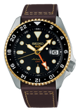 Buy Shop Seiko 5 Sports SKX GMT Automatic Mocha Black Dial Brown Leather Strap Watch For Men - SSK036K1 USA Online