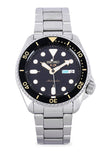 Seiko 5 Sports Automatic Black Dial Silver Steel Strap Watch For Men - SRPD57K1