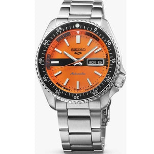 Buy Shop Seiko 5 Sports Double Hurricane Retro Orange Dial Silver Steel Strap Watch For Men - SRPK11K1 USA Online
