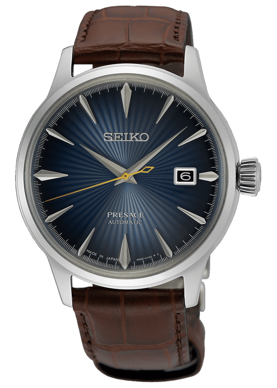 Buy Shop Seiko Cocktail Time Automatic Blue Dial Brown Leather Strap Watch for Men - SRPK15K1 USA Online