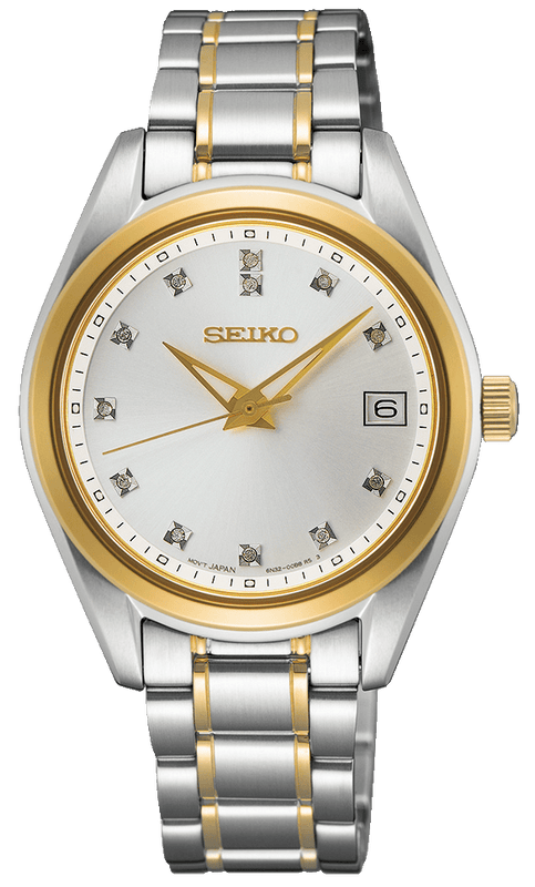 Buy Shop Seiko Diamond Silver Dial Two Tone Steel Strap Watch for Women - SUR582P1 USA Online