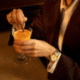 Buy Shop Seiko Presage Cocktail Time Automatic Diamonds Gold Dial Gold Steel Strap Watch for Women - SRE018J1 USA Online