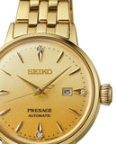 Buy Shop Seiko Presage Cocktail Time Automatic Diamonds Gold Dial Gold Steel Strap Watch for Women - SRE018J1 USA Online