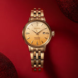 Buy Shop Seiko Presage Cocktail Time Automatic Diamonds Gold Dial Gold Steel Strap Watch for Women - SRE018J1 USA Online