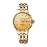 Buy Shop Seiko Presage Cocktail Time Automatic Diamonds Gold Dial Gold Steel Strap Watch for Women - SRE018J1 USA Online