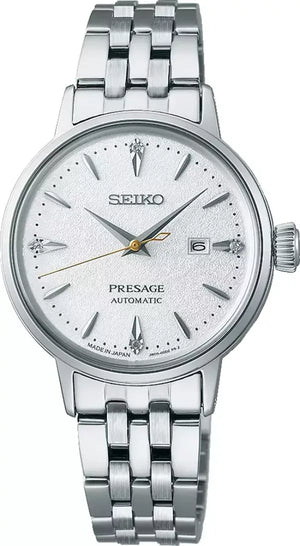 Buy Shop Seiko Presage Cocktail Time Automatic Diamonds White Dial Silver Steel Strap Watch for Women - SRE017J1 USA Online
