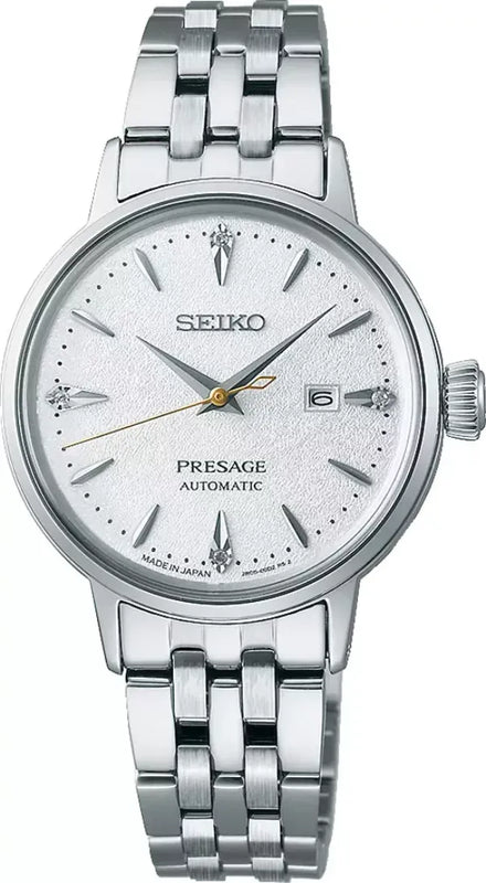 Buy Shop Seiko Presage Cocktail Time Automatic Diamonds White Dial Silver Steel Strap Watch for Women - SRE017J1 USA Online
