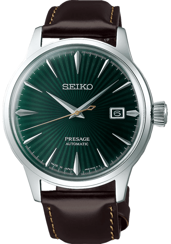 Buy Shop Seiko Presage Cocktail Time Automatic Green Dial Brown Leather Strap Watch for Men - SRPD37J1 USA Online