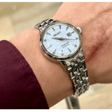 Buy Shop Seiko Presage Cocktail Time Automatic Skydiving Diamonds Blue Dial Silver Steel Strap Watch for Women - SRE007J1 USA Online