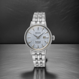 Buy Shop Seiko Presage Cocktail Time Automatic Skydiving Diamonds Blue Dial Silver Steel Strap Watch for Women - SRE007J1 USA Online