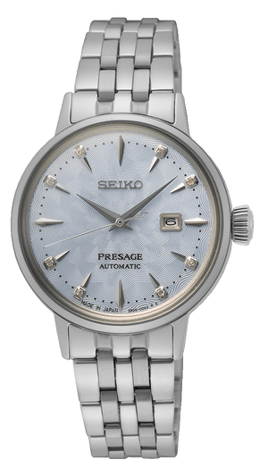 Buy Shop Seiko Presage Cocktail Time Automatic Skydiving Diamonds Blue Dial Silver Steel Strap Watch for Women - SRE007J1 USA Online