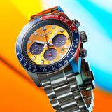 Buy Shop Seiko Prospex Solar Chronograph 1969 Re-interpretation Orange Dial Silver Steel Strap Watch for Men - SSC947 USA Online