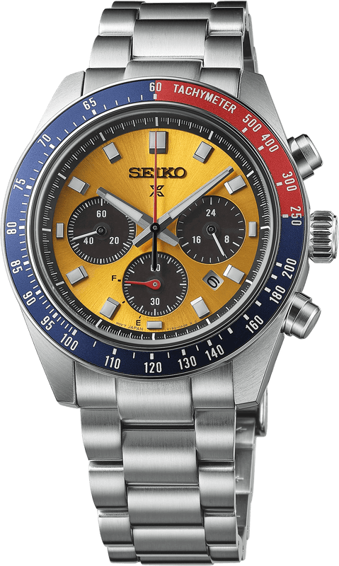 Buy Shop Seiko Prospex Solar Chronograph 1969 Re-interpretation Orange Dial Silver Steel Strap Watch for Men - SSC947 USA Online