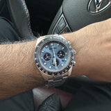 Buy Shop Seiko Prospex Speedtimer 41.4 Solar Chronograph Blue Dial Silver Steel Strap Watch for Men - SSC935 USA Online