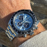 Buy Shop Seiko Prospex Speedtimer 41.4 Solar Chronograph Blue Dial Silver Steel Strap Watch for Men - SSC935 USA Online
