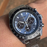 Buy Shop Seiko Prospex Speedtimer 41.4 Solar Chronograph Blue Dial Silver Steel Strap Watch for Men - SSC935 USA Online